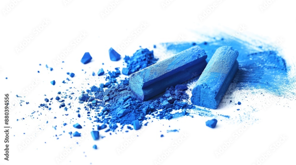 Poster A close-up shot of a blue powdered eye shadow with a smooth, even texture
