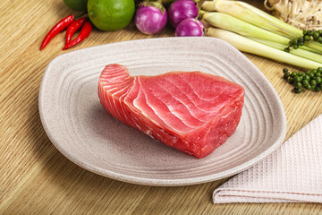 Raw fresh tuna steak for grill