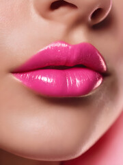 Fototapeta premium Glossy pink lip