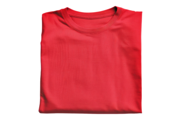 Red folded t shirt isolated on transparent background