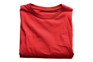 Red folded t shirt isolated on transparent background
