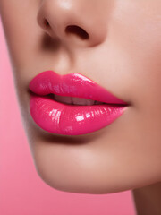 Fototapeta premium Glossy pink lip