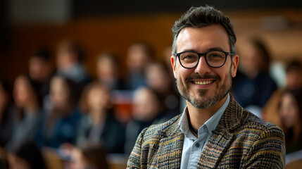 Fototapeta premium portrait cheerful teacher teaching in the class