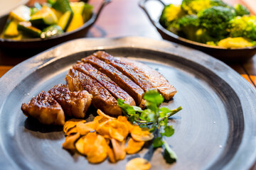 Traditional barbecue wagyu on the plate