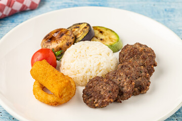 Turkish meatball traditional kofte. Spicy meatballs Kebab or Kebap