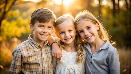 Fototapeta premium Happy Siblings Playing Together - Cute Childhood Portrait of Love and Joy