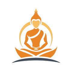 Modern Minimalist Buddhist Logo Vector Art with Underline on White Background
