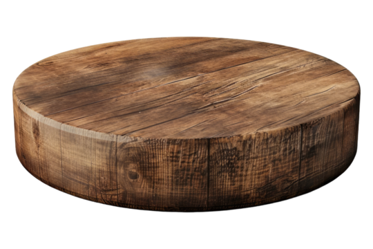 Round wooden podium isolated on transparent background