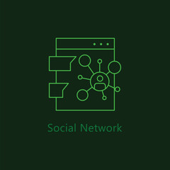 Social Network Icon: Social Media Network Icon, Social Networking Icon, Social Network Vector, Social Network Symbol with editable stroke.