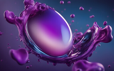 Blue and purple gradient colour floating liquid blob