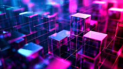Obraz premium background 3D square and line connected for internet networking