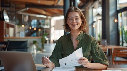 Fototapeta premium The woman in an office