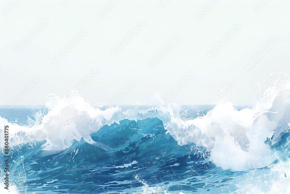 Wall mural plain bright water ocean wave background generative ai
