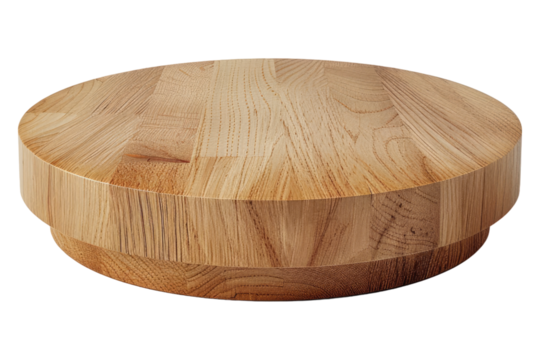 Round wooden podium isolated on transparent background