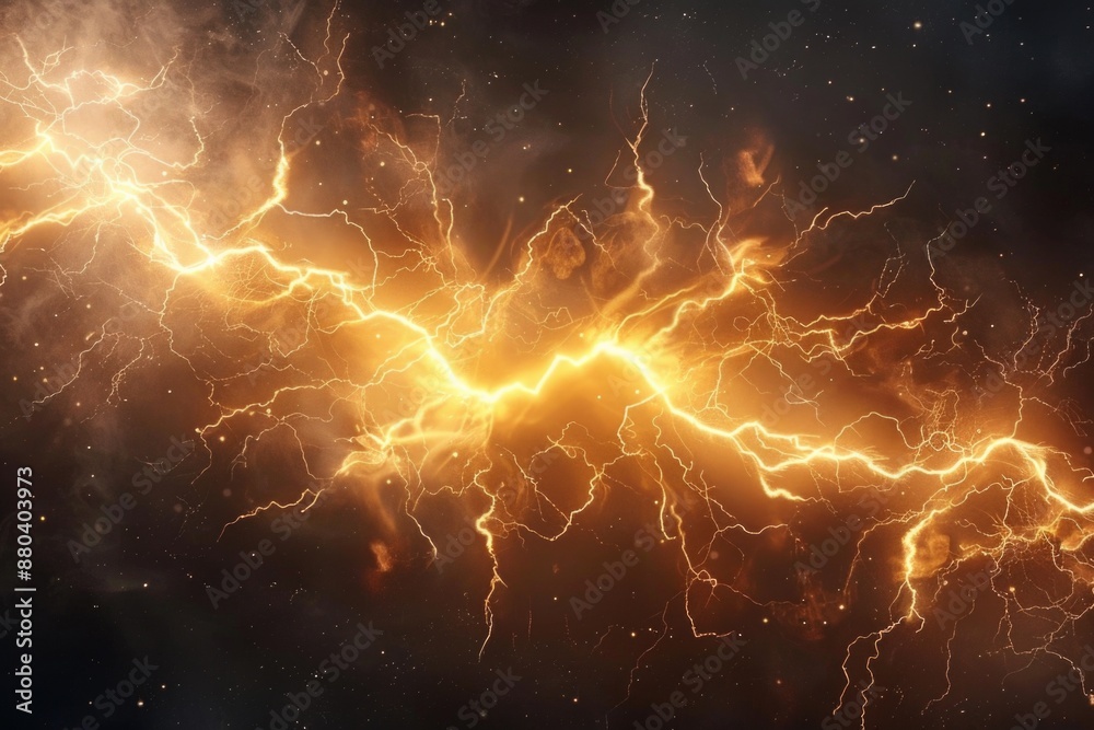 Poster A close-up view of lightning illuminating the dark clouds