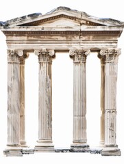 Naklejka premium Two Ancient Greek or Roman Columns with a roof on white background