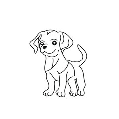 Fototapeta premium hand drawn dog outline illustration coloring page