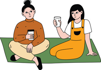 Orange Overalls Friends Picnic Chat Scene