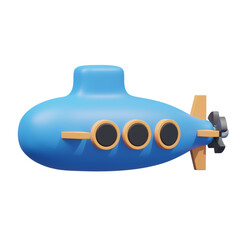 blue yellow submarine 3d illustration