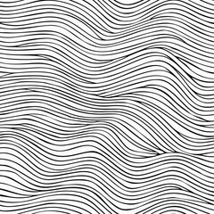 Abstract Wavy Lines Pattern, Black and White Background