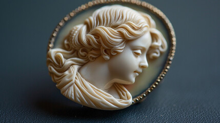 A vintage cameo brooch carved from ivory