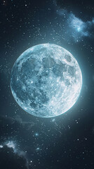 Fototapeta premium In the velvety embrace of the night sky a full moon