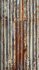 Weathered Corrugated Metal Texture Background, 4K hyperrealistic photo