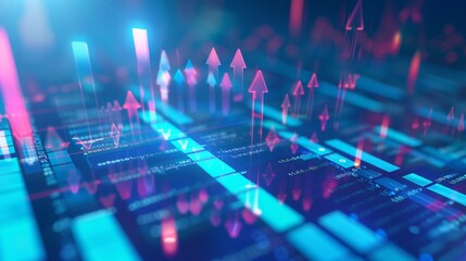 Abstract digital data background with rising arrows