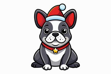Christmas French bulldog vector illustration 