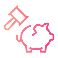 piggy bank gradient icon
