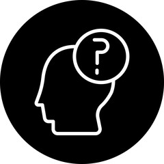 Thinking Vector Line White Circle Black