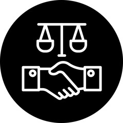 Shake Hand Vector Line White Circle Black