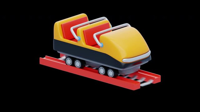 3D Animation of Roller Coaster Featuring a Track | Alpha Channel