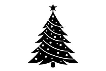 beautiful Christmas tree silhouette vector illustration 