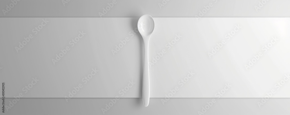 Poster Isolated white spoon on white background mockup, 4K hyperrealistic photo