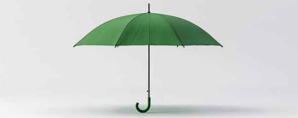Isolated green umbrella on white background mockup, 4K hyperrealistic photo