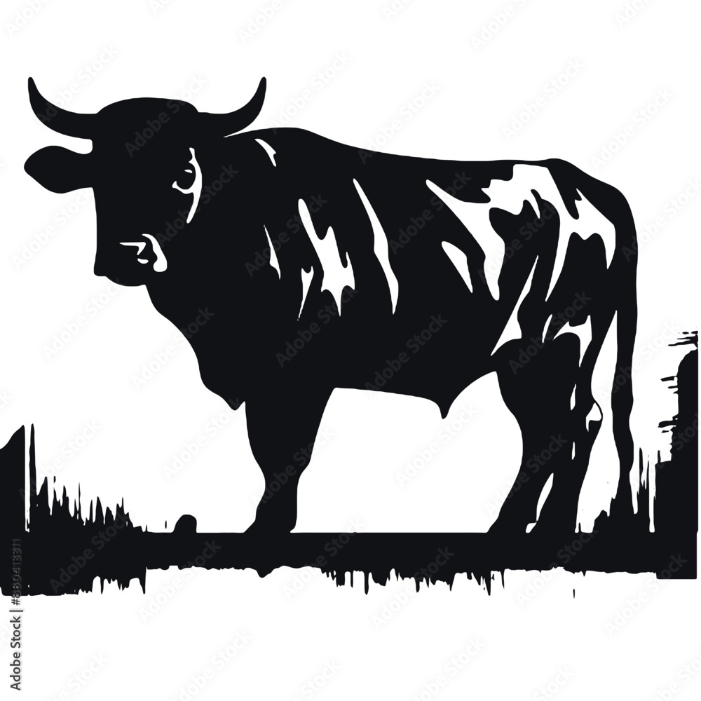 Wall mural cow flat style vector illustration profile