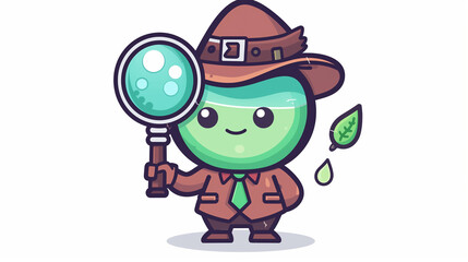 Obraz premium green water drop character wearing a detective suit