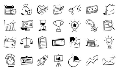 Hand drawn Business Elements, Business Doodle Icons