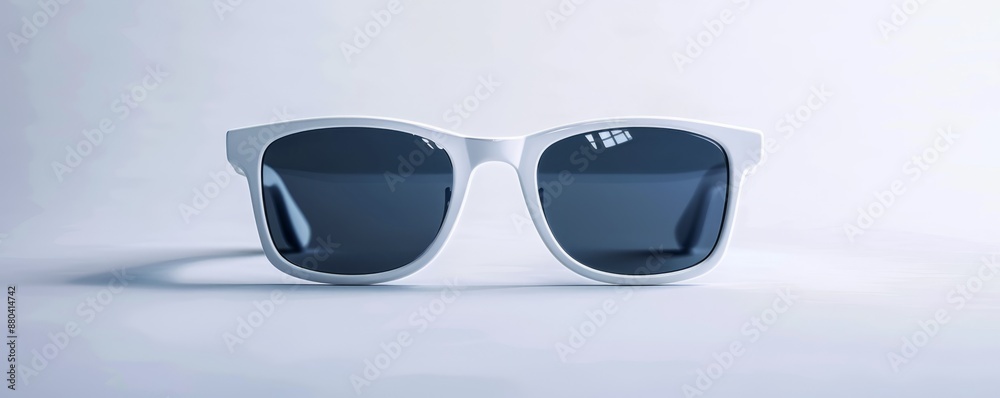 Sticker Isolated white sunglasses on white background mockup, 4K hyperrealistic photo