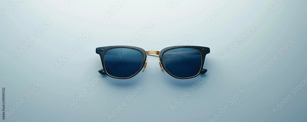 Sticker isolated pair of sunglasses on white background mockup, 4k hyperrealistic photo