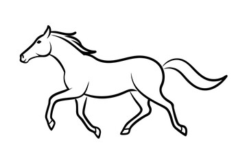 Running black line art simple horse Vector graphic