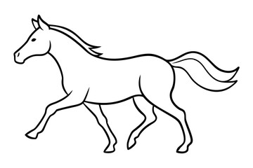 Running black line art simple horse Vector graphic