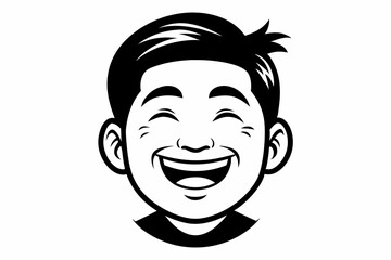 Smiling Face  silhouette vector illustration Black white