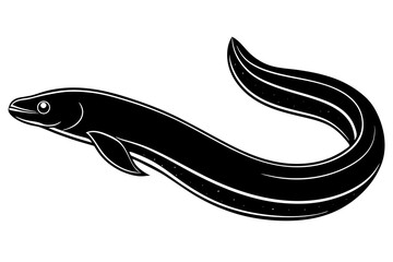 Eel fish silhouette vector, Silhouette of a eel fish on white background

