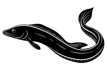 Eel fish silhouette vector, Silhouette of a eel fish on white background

