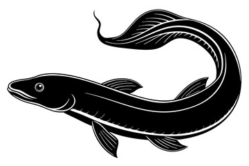 Eel fish silhouette vector, Silhouette of a eel fish on white background


