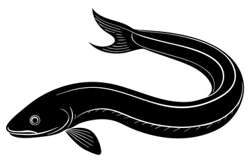 Eel fish silhouette vector, Silhouette of a eel fish on white background

