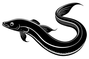 Eel fish silhouette vector, Silhouette of a eel fish on white background

