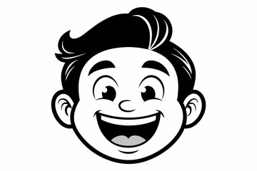 Smiling Face  silhouette vector illustration Black white